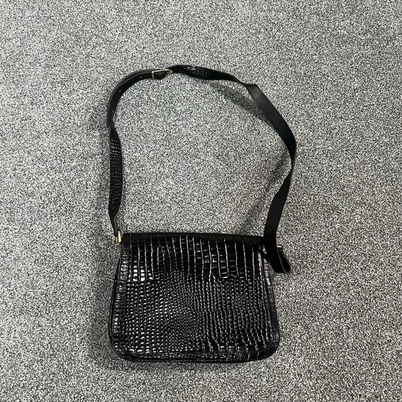 Unbranded Handbags - Black Croc Embossed Shoulder Bag Faux Leather Adjustable Strap Y2K Purse